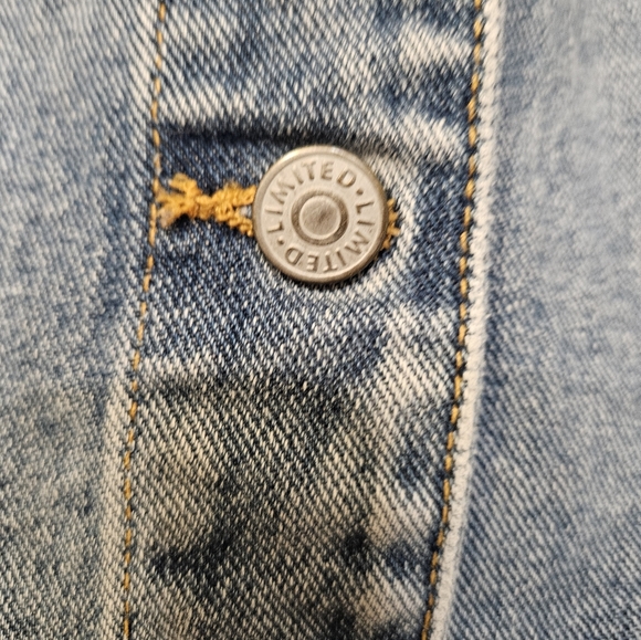 Vintage 90s Y2K The Limited Denim Jacket 100% Cotton Light Blue Jean Large - Picture 5 of 10
